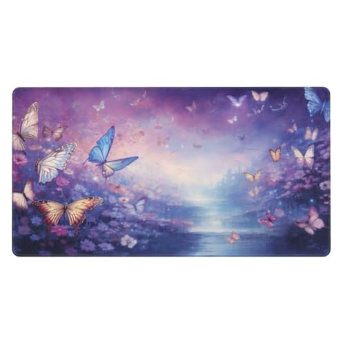 Gaming Mauspad XXL 1600x800x4mm Großes Mousepad mit Ernähten Kanten, Wasserdicht rutschfest Tastatur Matte, Verbessert Präzision und Geschwindigkeit, für Büro, PC, Laptop Pad Lila Schmetterling Y6457 Gaming Mauspad XXL 1600x800x4mm Großes Mousepad mit Ernähten Kanten, Wasserdicht rutschfest Tastatur Matte, Verbessert Präzision und Geschwindigkeit, für Büro, PC, Laptop Pad Lila Schmetterling Y6457 von Generisch
