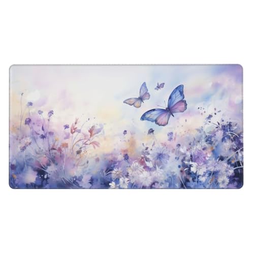 Gaming Mauspad XXL 1600x800x4mm Großes Mousepad mit Ernähten Kanten, Wasserdicht und Rutschfest Matte, Verbessert Präzision und Geschwindigkeit, für Büro, PC, Laptop Pad Lila Blumenschmetterling Y6639 Gaming Mauspad XXL 1600x800x4mm Großes Mousepad mit Ernähten Kanten, Wasserdicht und Rutschfest Matte, Verbessert Präzision und Geschwindigkeit, für Büro, PC, Laptop Pad Lila Blumenschmetterling Y6639 von Generisch