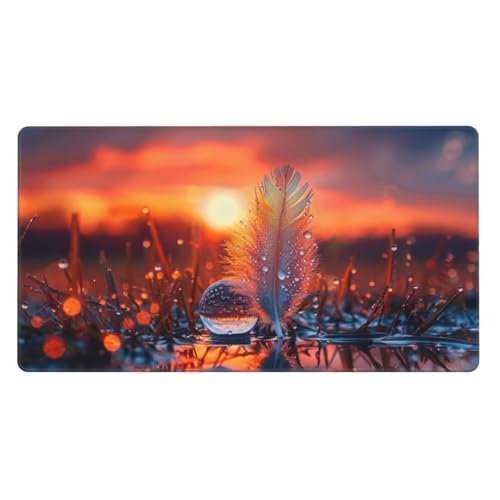 Gaming Mauspad XXL 1600x800x4mm Großes Mousepad mit Ernähten Kanten, Wasserdicht und rutschfest Tastatur Matte, Verbessert Präzision und Geschwindigkeit, für Büro, PC, Laptop Pad Federtröpfchen Y6051 Gaming Mauspad XXL 1600x800x4mm Großes Mousepad mit Ernähten Kanten, Wasserdicht und rutschfest Tastatur Matte, Verbessert Präzision und Geschwindigkeit, für Büro, PC, Laptop Pad Federtröpfchen Y6051 von Generisch