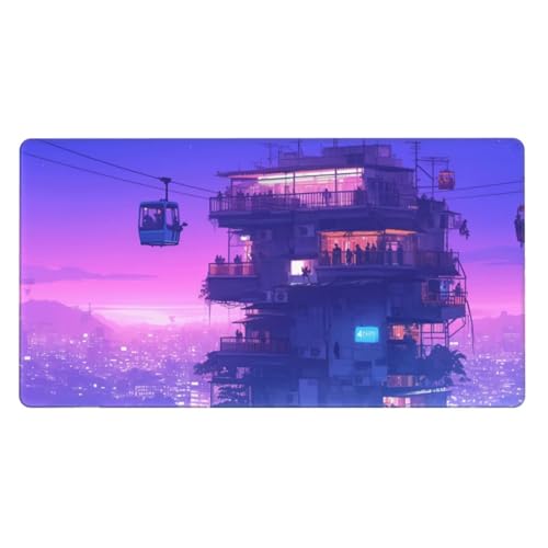 Gaming Mauspad XXL 800x300x4mm Großes Mousepad mit Ernähten Kanten, Wasserdicht und rutschfest Tastatur Matte, Verbessert Präzision und Geschwindigkeit, für Büro, PC, Laptop Pad Lila Nacht Y6937 von Generisch