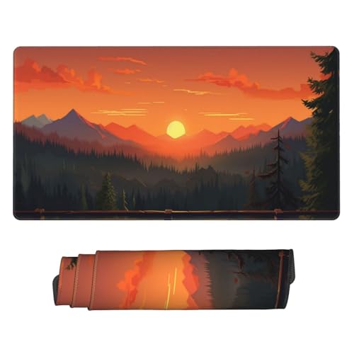 Gaming Mauspad XXL 900x300 mm Mousepad Groß, Wasserdicht Tastatur Mouse Pad Sonnenuntergang Großes Tischunterlage, mit Vernähte Kanten und Rutschfester Gummibasis Desk Mat für Gaming, Büro P4493 von Generisch