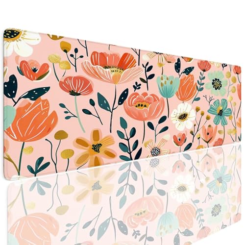Gaming Mauspad XXL 900x500x4mm Mousepad Gaming Schreibtischunterlage Wasserfest Anti-Rutsch, Peach Mauspad Groß Vernähte Kanten Desk Mat Art Mouse Pad Verbessert Präzision und Geschwindigkei 4-863 von Generisch