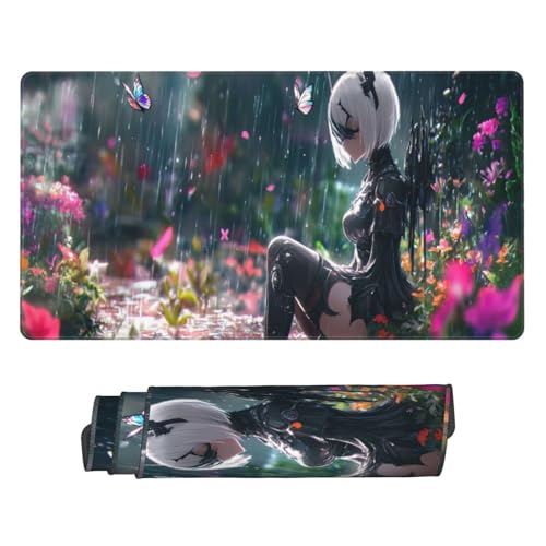 Gaming Mauspad XXL Große Erweiterter Mousepad 1000x500mm, Anime-Mädchen Mauspad, mit Vernähte Kanten und Rutschfeste Gummibasis Mouse Pad Verbessert Präzision und Geschwindigkei, für Home Office C3852 von Generisch