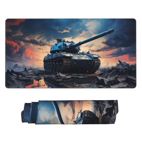 Gaming Mauspad XXL Große Erweiterter Mousepad 1000x600mm, Tank Mauspad, mit Vernähte Kanten und rutschfeste Gummibasis Mouse Pad Verbessert Präzision und Geschwindigkei, für Home Office C3017 von Generisch