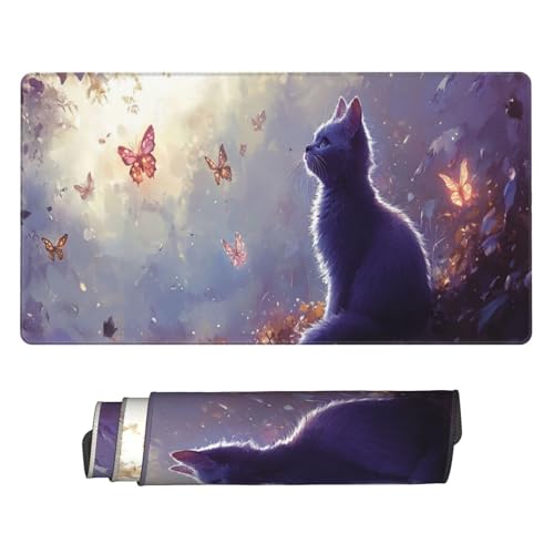 Gaming Mauspad XXL Große Erweiterter Mousepad 1200x400mm, Süße Katze Mauspad, mit Vernähte Kanten und rutschfeste Gummibasis Mouse Pad Verbessert Präzision und Geschwindigkei, für Home Office C3432 von Generisch