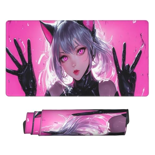 Gaming Mauspad XXL Große Erweiterter Mousepad 1500x800mm, Anime-Mädchen Mauspad, mit Vernähte Kanten und Rutschfeste Gummibasis Mouse Pad Verbessert Präzision und Geschwindigkei, für Home Office C7504 von Generisch