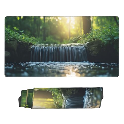 Gaming Mauspad XXL Große Erweiterter Mousepad 1500x800mm, Grüner Wasserfall Mauspad, mit Vernähte Kanten und rutschfeste Gummibasis Mouse Pad Verbessert Präzision und Geschwindigkei, für Office C2944 Gaming Mauspad XXL Große Erweiterter Mousepad 1500x800mm, Grüner Wasserfall Mauspad, mit Vernähte Kanten und rutschfeste Gummibasis Mouse Pad Verbessert Präzision und Geschwindigkei, für Office C2944 von Generisch