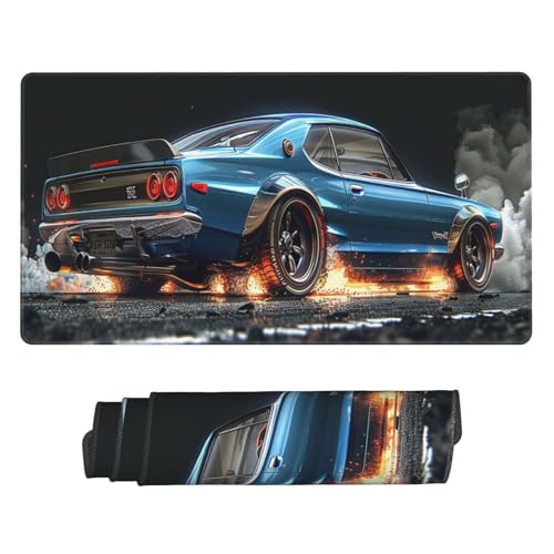 Gaming Mauspad XXL Große Erweiterter Mousepad 1600x800mm, Blaues Auto Mauspad, mit Vernähte Kanten und rutschfeste Gummibasis Mouse Pad Verbessert Präzision und Geschwindigkei, für Home Office C5339 von Generisch
