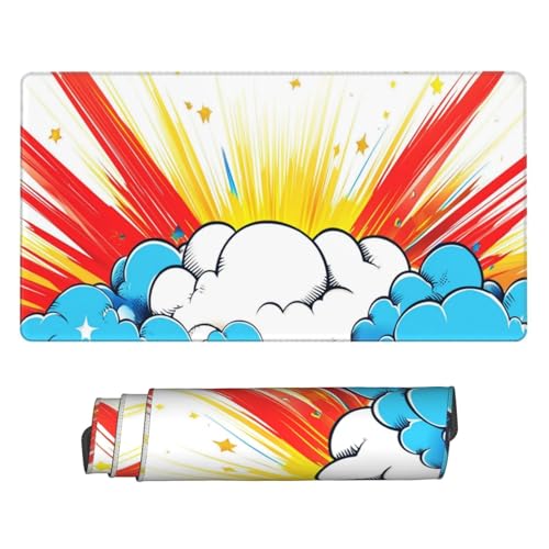 Gaming Mauspad XXL Große Erweiterter Mousepad 1600x800mm, Bunte Wolken Mauspad, mit Vernähte Kanten und rutschfeste Gummibasis Mouse Pad Verbessert Präzision und Geschwindigkei, für Home Office C6593 von Generisch
