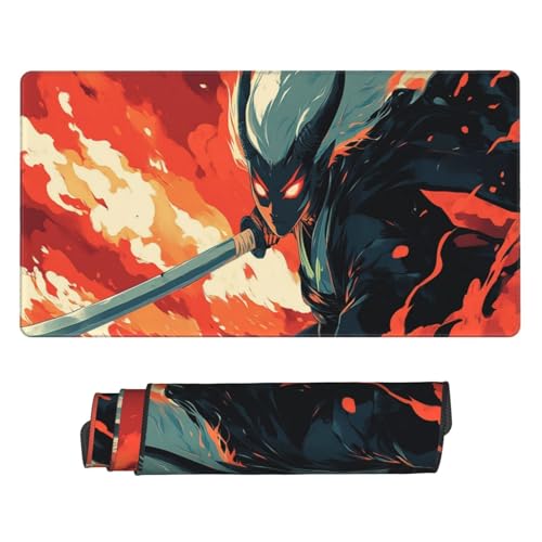 Gaming Mauspad XXL Große Erweiterter Mousepad 600x300mm,Japanischer Schwertkämpfer Mauspad,mit Vernähte Kanten und Rutschfeste Gummibasis Mouse Pad Verbessert Präzision Geschwindigkei,für Office C4601 von Generisch