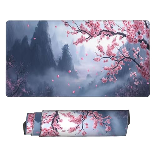 Gaming Mauspad XXL Große Erweiterter Mousepad 700x400mm, Rosa Baum Mauspad, mit Vernähte Kanten und rutschfeste Gummibasis Mouse Pad Verbessert Präzision und Geschwindigkei, für Home Office C5708 von Generisch