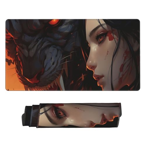 Gaming Mauspad XXL Große Erweiterter Mousepad 800x400mm, Japanisches Mädchen Mauspad, mit Vernähte Kanten und Rutschfeste Gummibasis Mouse Pad Verbessert Präzision und Geschwindigkei, für Office C5595 von Generisch