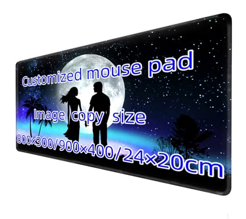 Gaming Mouse Pad, Personalized Mouse Pad Stitched Edges with Image and Text, Office Desk Supplies 80x40/90×40/24×20cm(Valentine's Day/Christmas/Halloween/Couples/Gifts) (900×400) von Generisch