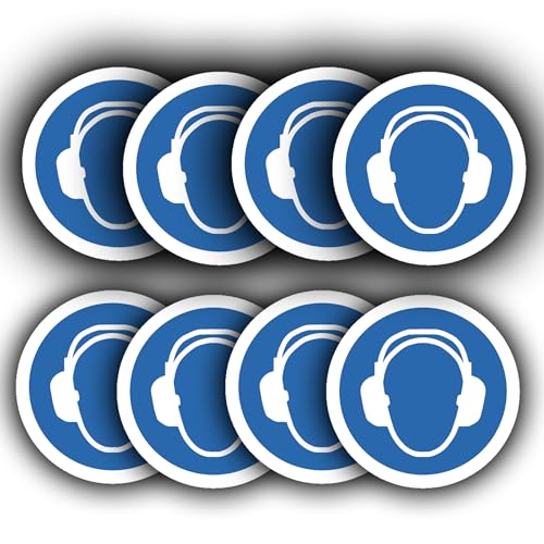 Gehörschutz-Sicherheitsaufkleber, 85 mm, wasserdichtes Vinyl, Gehörschutz muss getragen werden, 8 Stück von Generisch
