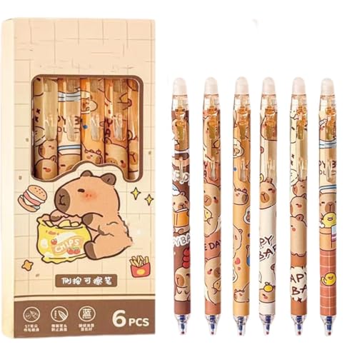 Gelstift, Niedliches Cartoon-Stifte-Set, Radierbarer Druckgelstift, 0,5 mm feine Spitze, Blautinte, Schreibwaren-Set (6 Stück) von Generisch