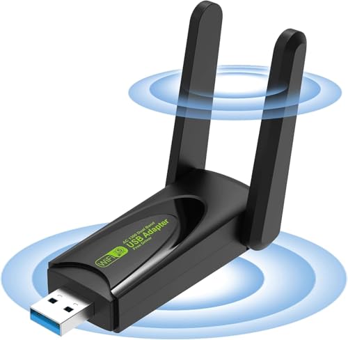 Generic Wireless-USB-WiFi-Adapter für PC, Desktop, 1300 Mbps, Doppelantenne, 5 dB, 5 G/2,4 G, USB 3.0, Dual-Band-Netzwerkadapter, WiFi-USB-Adapter für PC, Wireless Adapter für Windows11/10/8/7 Generic Wireless-USB-WiFi-Adapter für PC, Desktop, 1300 Mbps, Doppelantenne, 5 dB, 5 G/2,4 G, USB 3.0, Dual-Band-Netzwerkadapter, WiFi-USB-Adapter für PC, Wireless Adapter für Windows11/10/8/7 von Generisch