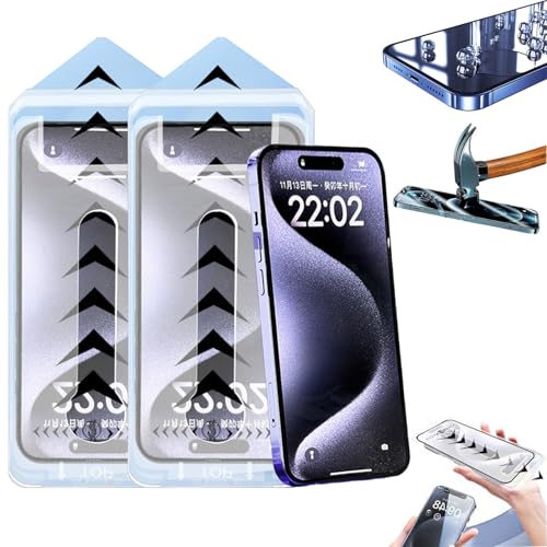 Generisch 2,765/5,000 Brillanten Displayschutzfolie, Brillanten Luxus-Sichtschutzfolie – Staubfrei und blasenfrei, 2er-Pack Anti-Spionage-Schutzfolie mit Montagerahmen für iPhone (HD,14) von Generisch