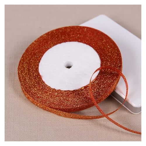 Generisch 25 Yards 6mm Silber Gold Glitter Seide Satin Band Party Hause Hochzeit Dekoration Geschenk Verpackung Weihnachten Halloween DIY Material(Red) von Generisch