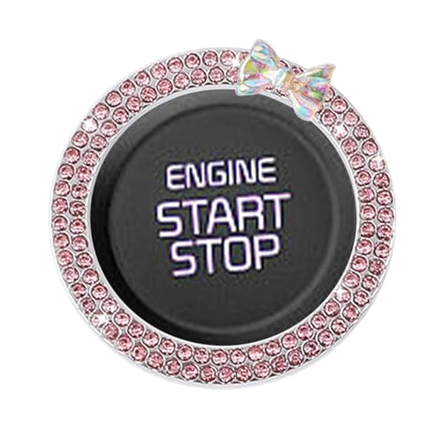 Generisch Auto-Zündring, Auto-Motor-Startknopfring - Ring mit gepunktetem Motor-Start-Stopp-Knopf mit Strasssteinen,Auto-Zündknopf-Dekorationsring, Start-Motor-Ring, Motor-Start-Stopp-Dekor von Generisch