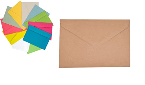 Generisch Briefumschläge DIN C6 fensterlos mit Adressetiketten 100 Haselnuss 25er / 50 / 100er Pack von Generisch