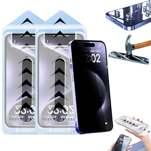 Generisch Brillanten Displayschutzfolie, Brillanten Luxus-Sichtschutzfolie – Staubfrei und blasenfrei, 2er-Pack Anti-Spionage-Schutzfolie mit Montagerahmen für iPhone (Privacy,13promax) von Generisch