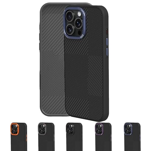 Generisch CoreEdge BlackGold Carbon Case, Magnetic Phone Case, Magnetic Ready & Lens Protection, Carbon Fiber Texture Simple Business, for iPhone 16/15/14/13 pro max (13,Blue) von Generisch