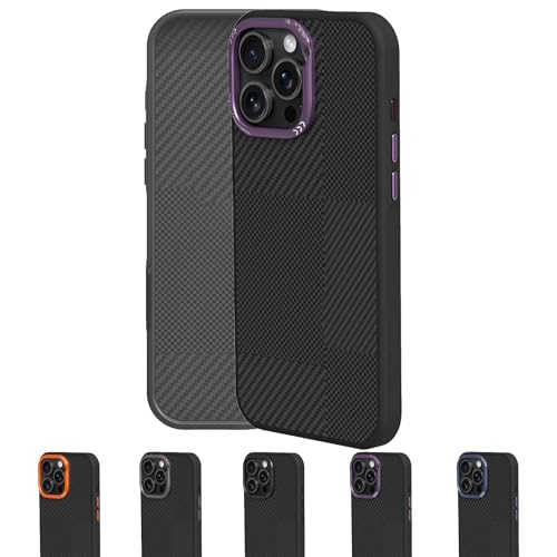 Generisch CoreEdge BlackGold Carbon Case, Magnetic Phone Case, Magnetic Ready & Lens Protection, Carbon Fiber Texture Simple Business, for iPhone 16/15/14/13 pro max (13 Pro,Purple) von Generisch