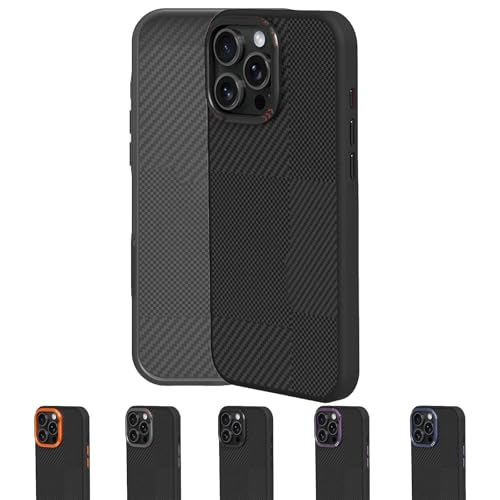 Generisch CoreEdge BlackGold Carbon Case, Magnetic Phone Case, Magnetic Ready & Lens Protection, Carbon Fiber Texture Simple Business, for iPhone 16/15/14/13 pro max (13 ProMax,Black) von Generisch