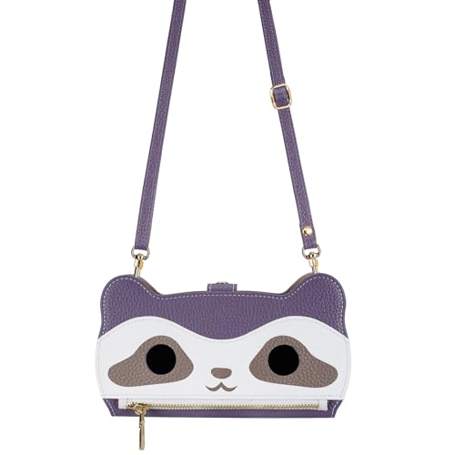 Generisch Crossbody Cartoon Wallet Case for iPhone 16 16E 15 14 13 Pro Max, Leather Wrist Strap 3 Cards Zipper Cover (for iPhone 15 Pro,Purple) von Generisch