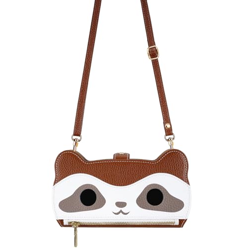 Generisch Crossbody Cartoon Wallet Case for iPhone 16 16E 15 14 13 Pro Max, Leather Wrist Strap 3 Cards Zipper Cover (for iPhone 15 ProMax,Brown) von Generisch