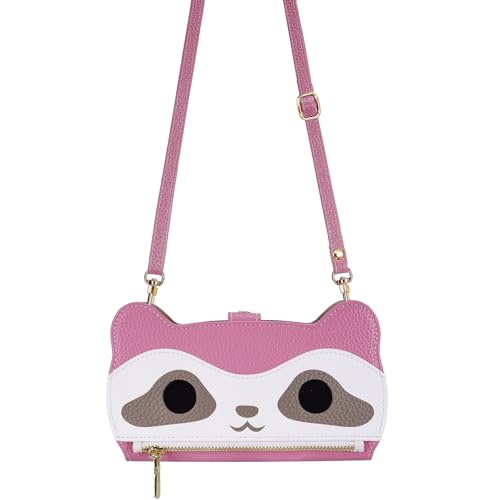 Generisch Crossbody Cartoon Wallet Case for iPhone 16 16E 15 14 13 Pro Max, Leather Wrist Strap 3 Cards Zipper Cover (for iPhone 15 ProMax,Pink) von Generisch