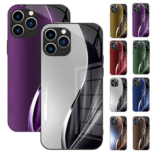 Generisch Curranet Dazzle Color Flow Case for iPhone, Curranet Phone Case, HD Glass Back Simple Case, Dazzle Color Flow Case for iPhone 13 14 15 16 Pro Max (2Pcs/E,for iPhone 14promax,one) von Generisch