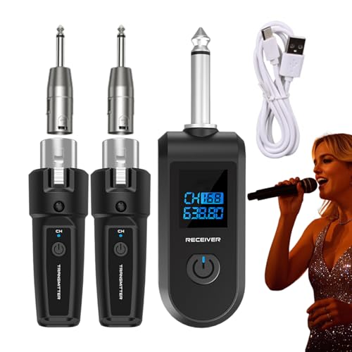 Generisch Drahtloser Mikrofon -Sender und Empfänger, drahtloses Mikrofonsystem - 10 Kanäle Wireless Condenser Adapter | Plug-on-Sender und Empfänger für Gitarrenbass-Elektroinstrumente Generisch Drahtloser Mikrofon -Sender und Empfänger, drahtloses Mikrofonsystem - 10 Kanäle Wireless Condenser Adapter | Plug-on-Sender und Empfänger für Gitarrenbass-Elektroinstrumente von Generisch