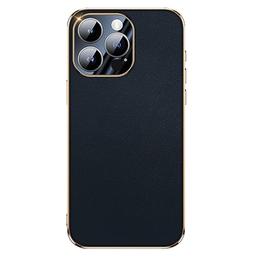 Generisch Echtlederhülle Für iPhone 16/16 Pro/16 Pro Max, Schlanke Luxus-Business-Schutzhülle Mit Galvanisierter Stoßstange, All-Inclusive-Objektivschutz,16,Blue Generisch Echtlederhülle Für iPhone 16/16 Pro/16 Pro Max, Schlanke Luxus-Business-Schutzhülle Mit Galvanisierter Stoßstange, All-Inclusive-Objektivschutz,16,Blue von Generisch