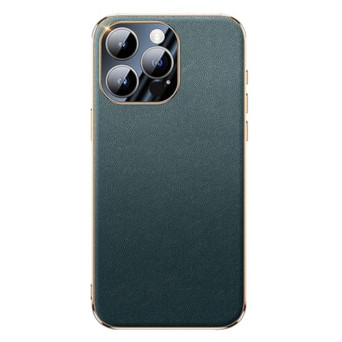 Generisch Echtlederhülle Für iPhone 16/16 Pro/16 Pro Max, Schlanke Luxus-Business-Schutzhülle Mit Galvanisierter Stoßstange, All-Inclusive-Objektivschutz,16,Green Generisch Echtlederhülle Für iPhone 16/16 Pro/16 Pro Max, Schlanke Luxus-Business-Schutzhülle Mit Galvanisierter Stoßstange, All-Inclusive-Objektivschutz,16,Green von Generisch