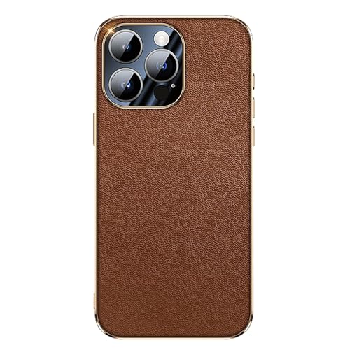 Generisch Echtlederhülle Für iPhone 16/16 Pro/16 Pro Max, Schlanke Luxus-Business-Schutzhülle Mit Galvanisierter Stoßstange, All-Inclusive-Objektivschutz,16pro max,Brown Generisch Echtlederhülle Für iPhone 16/16 Pro/16 Pro Max, Schlanke Luxus-Business-Schutzhülle Mit Galvanisierter Stoßstange, All-Inclusive-Objektivschutz,16pro max,Brown von Generisch