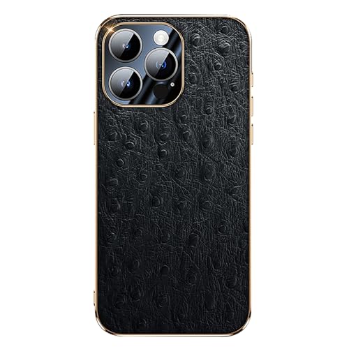 Generisch Echtlederhülle für iPhone 16/16 Pro/16 Pro Max, Vollflächige Linsenschutzhülle Schlanke Luxushülle mit galvanisiertem Straußenmuster Generisch Echtlederhülle für iPhone 16/16 Pro/16 Pro Max, Vollflächige Linsenschutzhülle Schlanke Luxushülle mit galvanisiertem Straußenmuster von Generisch