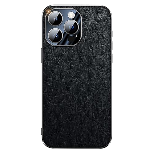 Generisch Echtlederhülle für iPhone 16/16 Pro/16 Pro Max, Vollflächige Linsenschutzhülle Schlanke Luxushülle mit galvanisiertem Straußenmuster Generisch Echtlederhülle für iPhone 16/16 Pro/16 Pro Max, Vollflächige Linsenschutzhülle Schlanke Luxushülle mit galvanisiertem Straußenmuster von Generisch