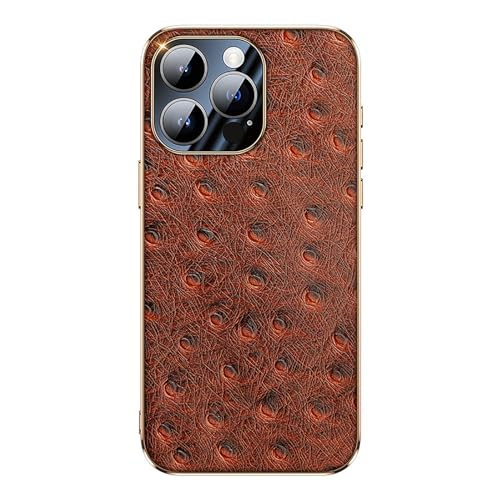 Generisch Echtlederhülle für iPhone 16/16 Pro/16 Pro Max, Vollflächige Linsenschutzhülle Schlanke Luxushülle mit galvanisiertem Straußenmuster Generisch Echtlederhülle für iPhone 16/16 Pro/16 Pro Max, Vollflächige Linsenschutzhülle Schlanke Luxushülle mit galvanisiertem Straußenmuster von Generisch