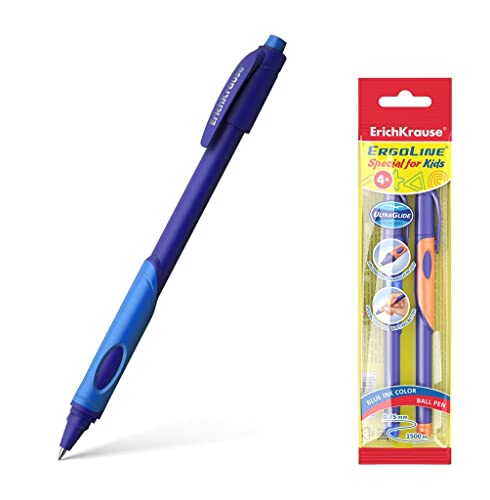 Generisch ErichKrause® Kugelschreiber ErgoLine Kids, Ultra Glide Technology, Schreibfarbe: blau (Polybeutel 2 Stk.) von Generisch