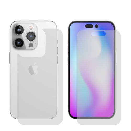 Generisch Final Protection Schutzfolie für iPhone 15 Pro (Vorder- und Rückseite) aus hochbelastbarem Polyurethan, jeweils 1 transparente Folie für Vorder- und Rückseite von Generisch