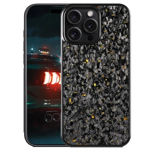 Generisch Forged Carbon Fiber Phone Case, All-Inclusive Protective Anti-Fall Case, Support Wireless Charging, for iPhone 16 15 14 13 12 Pro Max 16 E (14,Gold) von Generisch