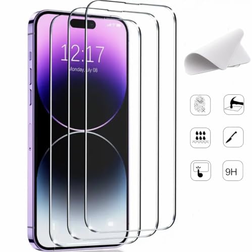 Generisch Für iPhone 15 Panzer Schutz Glas, 2x Stück Schutzfolie for iPhone 15 6,1 Zoll, 9H Härte HD Klar Panzerfolie Displayschutzfolien Fingerabdruck Schutzglas 0,33mm Ultradünn von Generisch