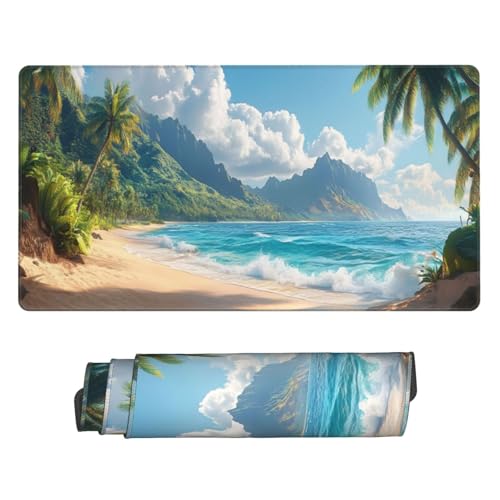 Generisch Gaming Mauspad 800x400mm Groß Laptop Mousepad XXL - Strand Mouse Pad mit Vernähten Kanten und Rutschfester Gummibasis - Verbessert Präzision Geschwindigkeit - für Zuhause Gaming Büro C3714 von Generisch