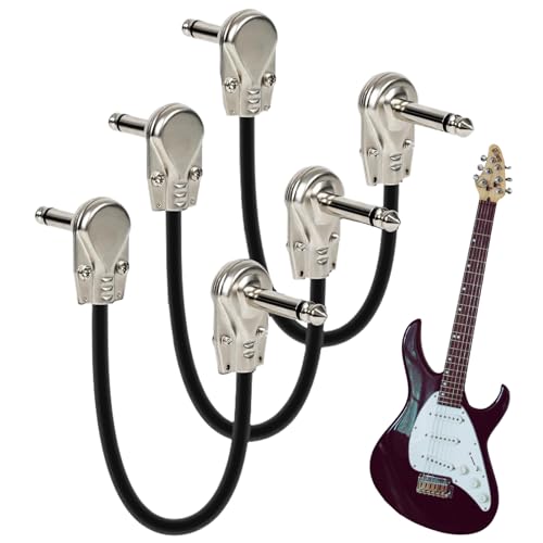 Generisch Gitarren Patchkabel | 15 cm langlebige Gitarrenpedal-Verbindung,3x Stereo Instrumentenkabel Mit 90 Grad Winkel Für Bühne Studio von Generisch