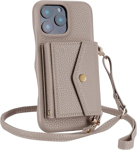 Generisch Grau, 16 Plus,brieftaschen-Hülle für iPhone 16 Pro Max/16 Pro/16 Plus/16, Handyhülle aus Leder mit Umhängegurt und verspiegeltem Kartenhalter, Standfunktion Generisch Grau, 16 Plus,brieftaschen-Hülle für iPhone 16 Pro Max/16 Pro/16 Plus/16, Handyhülle aus Leder mit Umhängegurt und verspiegeltem Kartenhalter, Standfunktion von Generisch