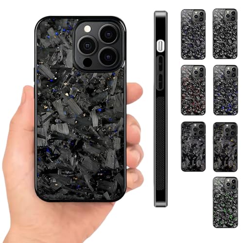 Generisch Hexafiber Phone Case, 2025 New Forged Carbon Fiber Flakes Casefor iPhone 16 15 14 13 12 11, Large Forged Carbon Fiber Flakes Case, Anti-Slip Sides for iPhone Series (14PLUS,Blue and Gold) von Generisch