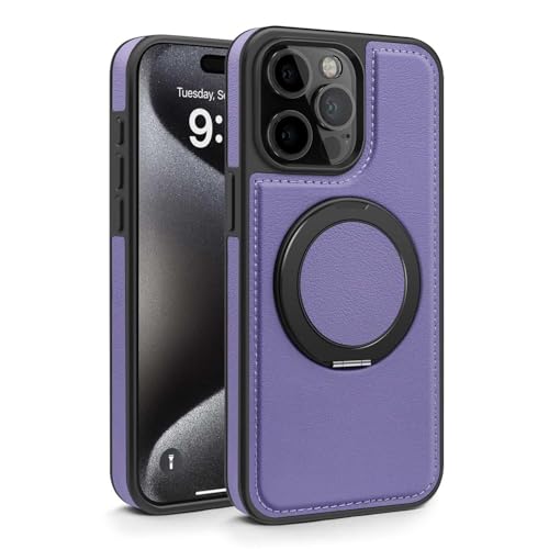 Generisch Hülle für iPhone 16/16 Plus/16 Pro/16 Pro Max, Retro-Leder mit Verstellbarer Ringabdeckung, unterstützt kabelloses Laden, 16 Pro, Grün von Generisch