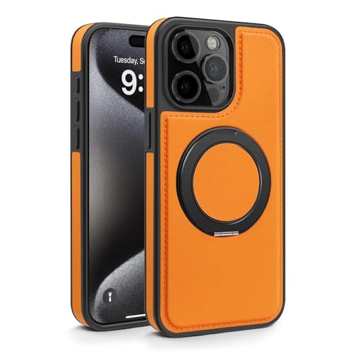Generisch Hülle für iPhone 16/16 Plus/16 Pro/16 Pro Max, Retro-Leder mit Verstellbarer Ringabdeckung, unterstützt kabelloses Laden, 16 Pro, Grün von Generisch