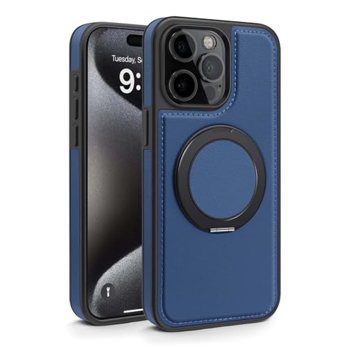 Generisch Hülle für iPhone 16/16 Plus/16 Pro/16 Pro Max, Retro-Leder mit Verstellbarer Ringabdeckung, unterstützt kabelloses Laden, 16 Pro, Grün von Generisch